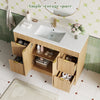 48" Fluted Bathroom Vanity Cabinet with 4 Drawers,Bathroom Vanity with Sink and Soft-Close Doors,Freestanding Bathroom Sink Cabinet,OAK