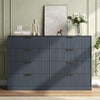 55.1" W Fluted 8 Drawer Dresser for Adult,Wooden Bedroom Dresser,Dresser TV Stand up to 65" for Living Room,Blue