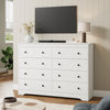 55.1" Wide Dresser for Bedroom, 8 Drawer Dresser with Large Drawers, Dresser for TVs Up to 65",White