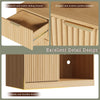 39.4" Mini Fridge Cabinet with Power Outlet,Fluted Coffee Bar Cabinet with Mini Fridge Space,Buffet Sideboard with Drawers,Natural