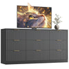 63" W Fluted 9 Drawer Dresser for Adult,Wooden Bedroom Dresser,Dresser TV Stand up to 70" for Living Room,Black