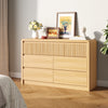 7 Drawers Dresser for Bedroom, 49.2" W Modern Chest of Drawers with Curved Profile Design, Mid Century Fluted Storage Dressers Organizer,Natural