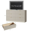 55.1" W Fluted 6 Drawer Dresser for Adult,Wooden Bedroom Dresser,Dresser TV Stand up to 65" for Living Room,Beige