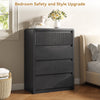 4 Drawers Dresser for Bedroom, 40" Tall Chest of Drawers with Curved Profile Design, Mid Century Fluted Storage Dressers Organizer,Black