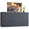 63" W Fluted 9 Drawer Dresser for Adult,Wooden Bedroom Dresser,Dresser TV Stand up to 70" for Living Room,Blue