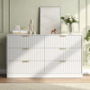 55.1" W Fluted 6 Drawer Dresser for Adult,Wooden Bedroom Dresser,Dresser TV Stand up to 65" for Living Room,White