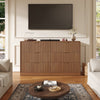 55.1" W Fluted 6 Drawer Dresser for Adult,Wooden Bedroom Dresser,Dresser TV Stand up to 65" for Living Room,Oak