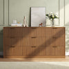 63" W Fluted 9 Drawer Dresser for Adult,Wooden Bedroom Dresser,Dresser TV Stand up to 70" for Living Room,Oak