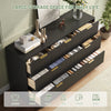 55.1" W Fluted 7 Drawer Dresser for Adult,Wooden Bedroom Dresser,Dresser TV Stand up to 65" for Living Room,Black