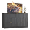 55.1" W Fluted 7 Drawer Dresser for Adult,Wooden Bedroom Dresser,Dresser TV Stand up to 65" for Living Room,Black