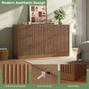 55.1" W Fluted 6 Drawer Dresser for Adult,Wooden Bedroom Dresser,Dresser TV Stand up to 65" for Living Room,Oak