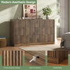 55.1" W Fluted 6 Drawer Dresser for Adult,Wooden Bedroom Dresser,Dresser TV Stand up to 65" for Living Room,Brown