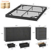 4-Piece Bedroom Set for Adult, Fluted King Floating LED Bed Frame with 2 Nightstands and Fluted 9 Drawer Dressers,Black King,9+6 Drawers