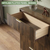 55.1" W Fluted 8 Drawer Dresser for Adult,Wooden Bedroom Dresser,Dresser TV Stand up to 65" for Living Room,Brown