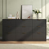 63" W Fluted 9 Drawer Dresser for Adult,Wooden Bedroom Dresser,Dresser TV Stand up to 70" for Living Room,Black