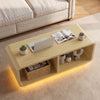 Coffee Table with LED Lights, 47.2" W TV Stand Center Table with 2-Tiers for Living Room,Natural