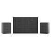 3-Piece Modern Bedroom Set - 8 Drawer Wide Dresser & Nightstands Set of 2 with Fluted Design, Anti-Tip Safety Black Natural Wood Storage Furniture for Bedroom,Hallway 8+6,Black