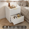 4-Piece Bedroom Set for Adult, Fluted Queen Floating LED Bed Frame with 2 Nightstands and Fluted 6 Drawer Dressers,White Queen,6+4 Drawers