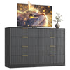 55.1" W Fluted 8 Drawer Dresser for Adult,Wooden Bedroom Dresser,Dresser TV Stand up to 65" for Living Room,Black