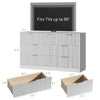 55.1" W Fluted 7 Drawer Dresser for Adult,Wooden Bedroom Dresser,Dresser TV Stand up to 65" for Living Room,White