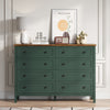8-Drawer Dressers for Bedroom,55.1"Width Modern Chest of Drawer with Metal Handlesfor Living Room,Hallway,Entryway,Green