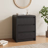 ASTUVIA 3-Tiers Fluted Nightstands Set of 2 for Bedroom, 24.4" H Modern End Table with Curved Profile Design,Brown