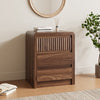 ASTUVIA 3-Tiers Fluted Nightstands Set of 2 for Bedroom, 24.4" H Modern End Table with Curved Profile Design,Brown