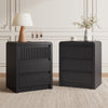 ASTUVIA 3-Tiers Fluted Nightstands Set of 2 for Bedroom, 24.4" H Modern End Table with Curved Profile Design,Brown