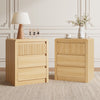ASTUVIA 3-Tiers Fluted Nightstands Set of 2 for Bedroom, 24.4" H Modern End Table with Curved Profile Design,Brown
