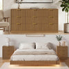 4-Piece Bedroom Set for Adult, Fluted King Floating LED Bed Frame with 2 Nightstands and Fluted 9 Drawer Dressers,Light Walnut King,9+6 Drawers