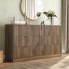 55.1" W Fluted 6 Drawer Dresser for Adult,Wooden Bedroom Dresser,Dresser TV Stand up to 65" for Living Room,Brown
