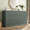 55.1" W Fluted 6 Drawer Dresser for Adult,Wooden Bedroom Dresser,Dresser TV Stand up to 65" for Living Room,Green