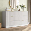55.1" W Fluted 6 Drawer Dresser for Adult,Wooden Bedroom Dresser,Dresser TV Stand up to 65" for Living Room,White