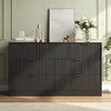 55.1" W Fluted 7 Drawer Dresser for Adult,Wooden Bedroom Dresser,Dresser TV Stand up to 65" for Living Room,Black