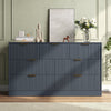 55.1" W Fluted 7 Drawer Dresser for Adult,Wooden Bedroom Dresser,Dresser TV Stand up to 65" for Living Room,Blue