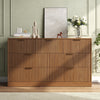 55.1" W Fluted 7 Drawer Dresser for Adult,Wooden Bedroom Dresser,Dresser TV Stand up to 65" for Living Room,Oak