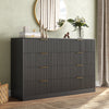 55.1" W Fluted 8 Drawer Dresser for Adult,Wooden Bedroom Dresser,Dresser TV Stand up to 65" for Living Room,Black