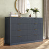 55.1" W Fluted 8 Drawer Dresser for Adult,Wooden Bedroom Dresser,Dresser TV Stand up to 65" for Living Room,Blue