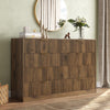 55.1" W Fluted 8 Drawer Dresser for Adult,Wooden Bedroom Dresser,Dresser TV Stand up to 65" for Living Room,Brown