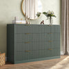55.1" W Fluted 8 Drawer Dresser for Adult,Wooden Bedroom Dresser,Dresser TV Stand up to 65" for Living Room,Green