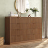 55.1" W Fluted 8 Drawer Dresser for Adult,Wooden Bedroom Dresser,Dresser TV Stand up to 65" for Living Room,Oak