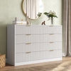 55.1" W Fluted 8 Drawer Dresser for Adult,Wooden Bedroom Dresser,Dresser TV Stand up to 65" for Living Room,White