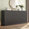 63" W Fluted 9 Drawer Dresser for Adult,Wooden Bedroom Dresser,Dresser TV Stand up to 70" for Living Room,Black