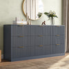 63" W Fluted 9 Drawer Dresser for Adult,Wooden Bedroom Dresser,Dresser TV Stand up to 70" for Living Room,Blue