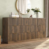 63" W Fluted 9 Drawer Dresser for Adult,Wooden Bedroom Dresser,Dresser TV Stand up to 70" for Living Room,Brown