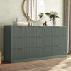 63" W Fluted 9 Drawer Dresser for Adult,Wooden Bedroom Dresser,Dresser TV Stand up to 70" for Living Room,Green