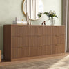 63" W Fluted 9 Drawer Dresser for Adult,Wooden Bedroom Dresser,Dresser TV Stand up to 70" for Living Room,Oak