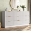 63" W Fluted 9 Drawer Dresser for Adult,Wooden Bedroom Dresser,Dresser TV Stand up to 70" for Living Room,White