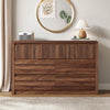 7 Drawers Dresser for Bedroom, 49.2" W Modern Chest of Drawers with Curved Profile Design, Mid Century Fluted Storage Dressers Organizer,Brown
