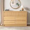 7 Drawers Dresser for Bedroom, 49.2" W Modern Chest of Drawers with Curved Profile Design, Mid Century Fluted Storage Dressers Organizer,Natural